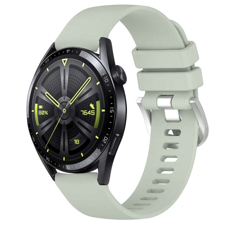 For Huawei Watch GT3 46mm 22mm Liquid Glossy Silver Buckle Silicone Watch Band(Green)