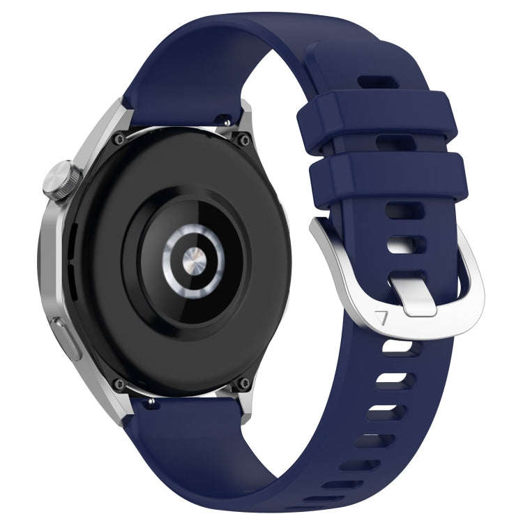 For Huawei Watch GT3 46mm 22mm Liquid Glossy Silver Buckle Silicone Watch Band(Dark Blue)