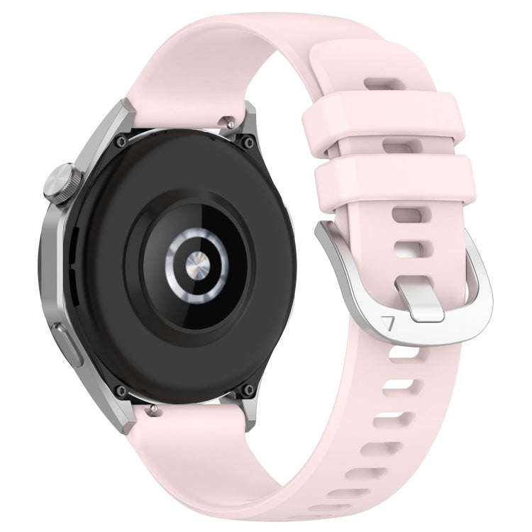 For Huawei Watch 3 22mm Liquid Glossy Silver Buckle Silicone Watch Band(Pink)