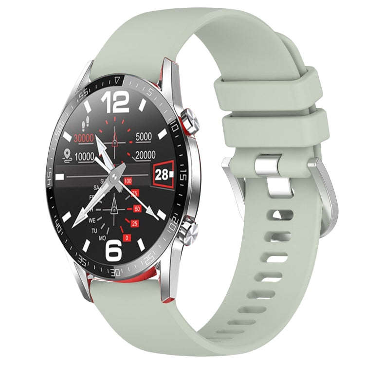 For Huawei Watch GT2 46mm 22mm Liquid Glossy Silver Buckle Silicone Watch Band(Green)