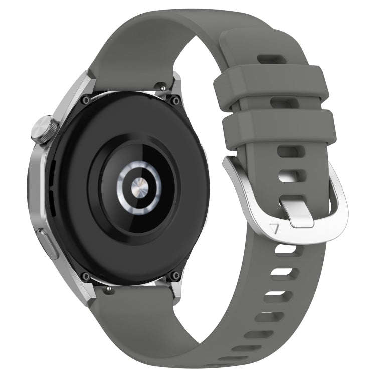 For Huawei Watch GT2 46mm 22mm Liquid Glossy Silver Buckle Silicone Watch Band(Dark Gray)