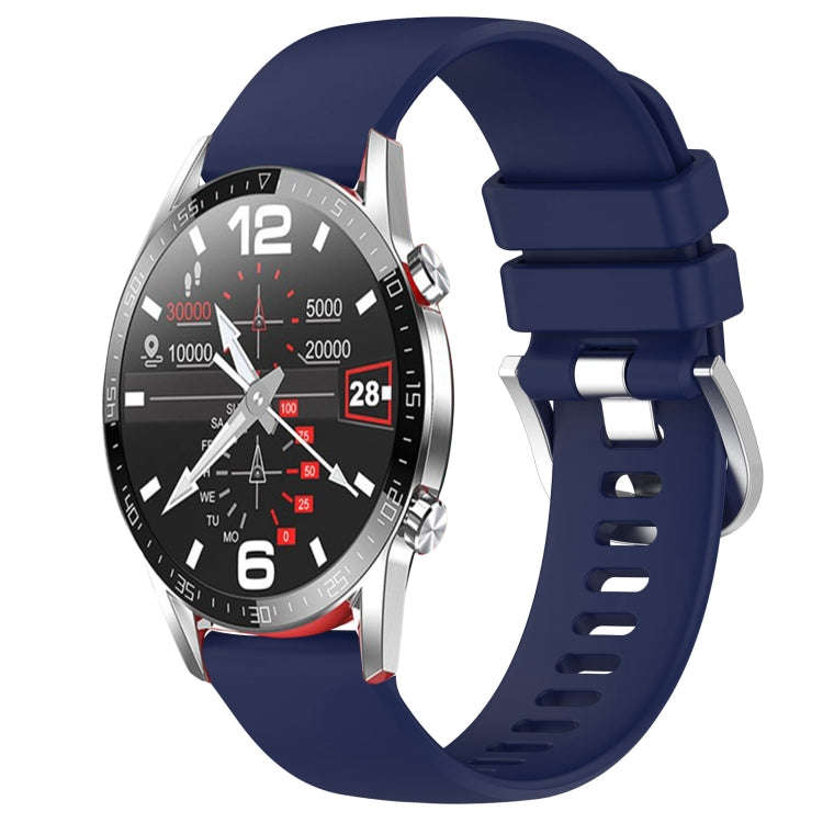 For Huawei Watch GT2 46mm 22mm Liquid Glossy Silver Buckle Silicone Watch Band(Dark Blue)