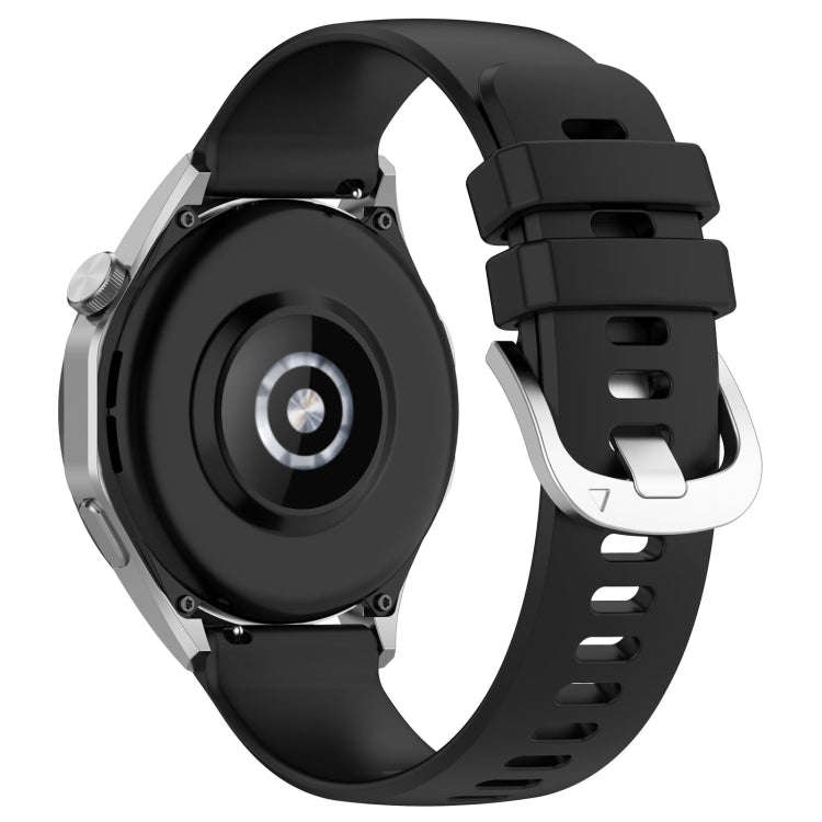 For Huawei Watch GT2 Pro 22mm Liquid Glossy Silver Buckle Silicone Watch Band(Black)