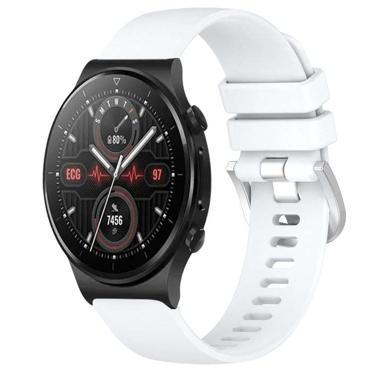 For Huawei Watch GT2 Pro 22mm Liquid Glossy Silver Buckle Silicone Watch Band(White)