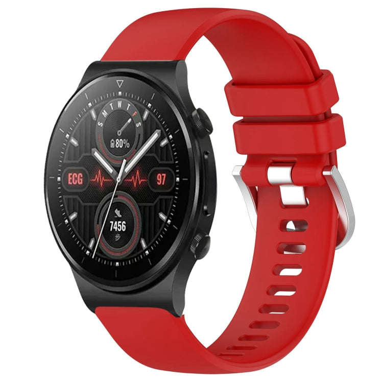 For Huawei Watch GT2 Pro 22mm Liquid Glossy Silver Buckle Silicone Watch Band(Red)