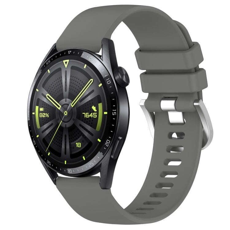 For Huawei Watch GT3 42mm 20mm Liquid Glossy Silver Buckle Silicone Watch Band(Dark Gray)