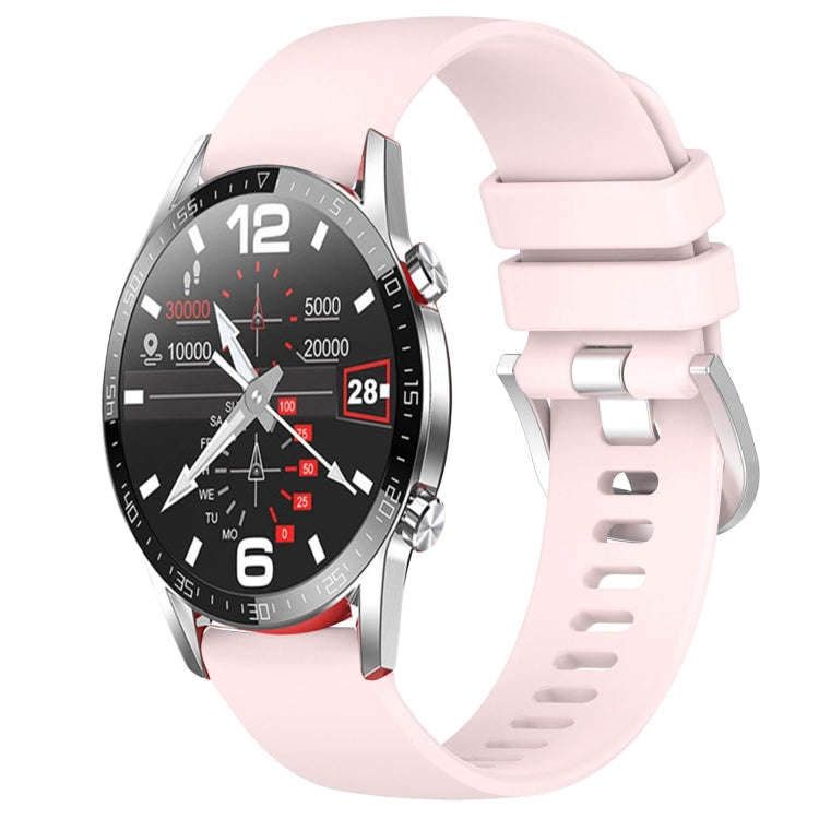 For Huawei Watch GT2 42mm 20mm Liquid Glossy Silver Buckle Silicone Watch Band(Pink)