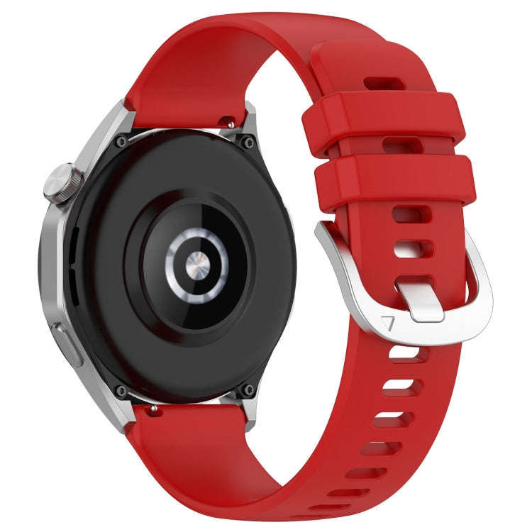 For Huawei Watch GT4 41mm 18mm Liquid Glossy Silver Buckle Silicone Watch Band(Red)
