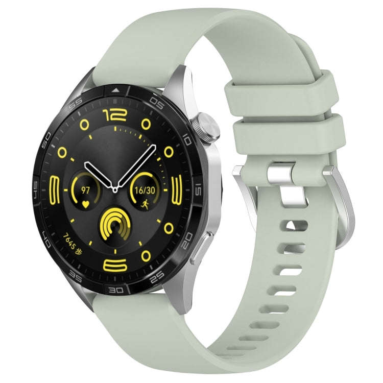 For Huawei Watch GT4 41mm 18mm Liquid Glossy Silver Buckle Silicone Watch Band(Green)
