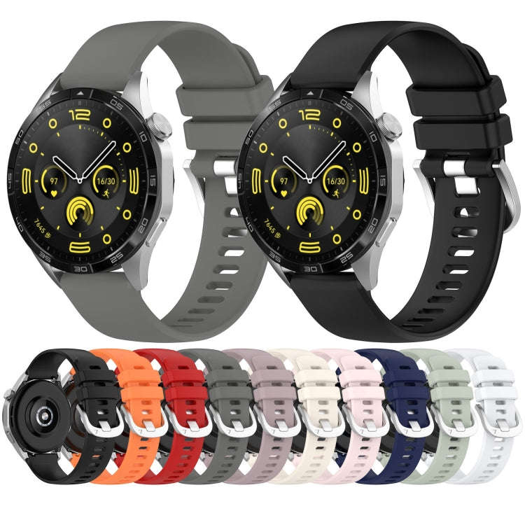 For Huawei Watch GT3 46mm 22mm Liquid Glossy Silver Buckle Silicone Watch Band(Orange)