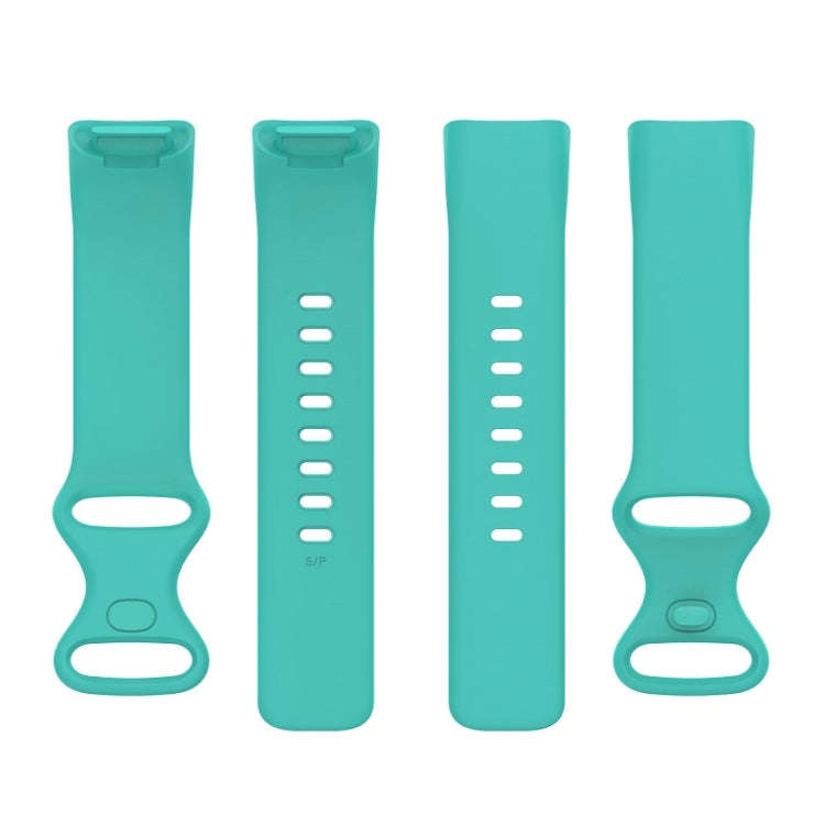 For Fitbit Charge 6 Solid Color Butterfly Buckle Silicone Watch Band, Size:L Size(Teal Green)