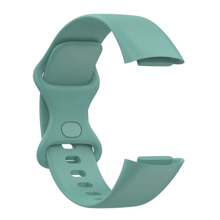 For Fitbit Charge 6 Solid Color Butterfly Buckle Silicone Watch Band, Size:L Size(Pine Green)