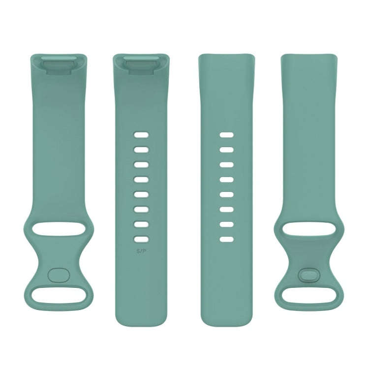 For Fitbit Charge 6 Solid Color Butterfly Buckle Silicone Watch Band, Size:L Size(Pine Green)