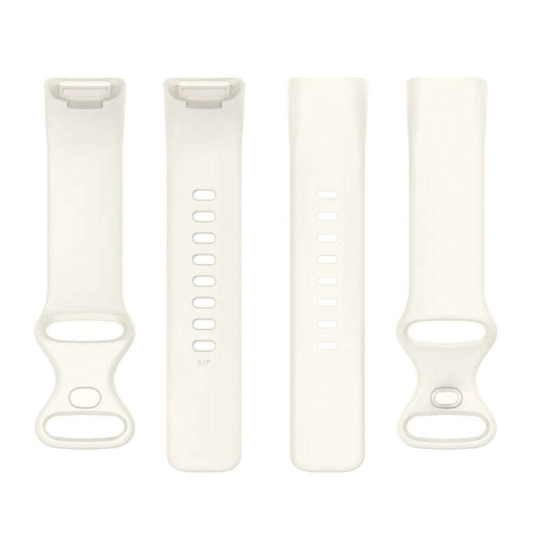 For Fitbit Charge 6 Solid Color Butterfly Buckle Silicone Watch Band, Size:L Size(Starlight Color)
