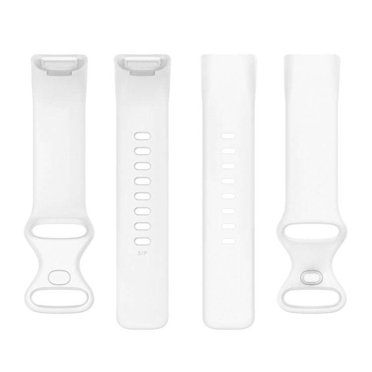 For Fitbit Charge 6 Solid Color Butterfly Buckle Silicone Watch Band, Size:S Size(White)
