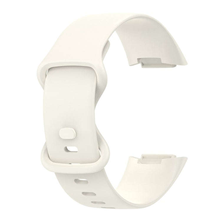 For Fitbit Charge 6 Solid Color Butterfly Buckle Silicone Watch Band, Size:S Size(Starlight Color)