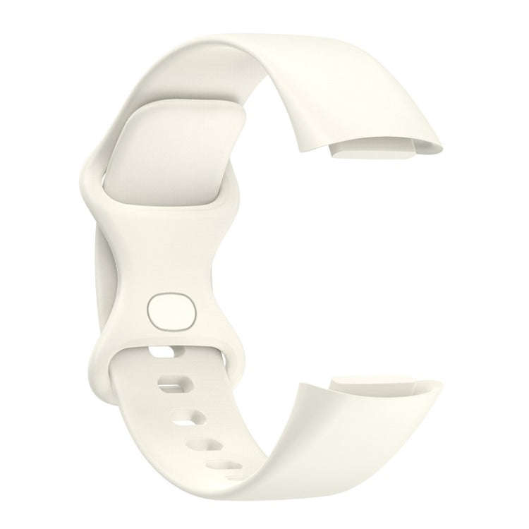 For Fitbit Charge 6 Solid Color Butterfly Buckle Silicone Watch Band, Size:S Size(Starlight Color)