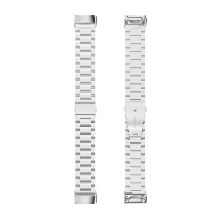 For Fitbit Charge 6 Three Beads Stainless Steel Metal Watch Band(Silver)