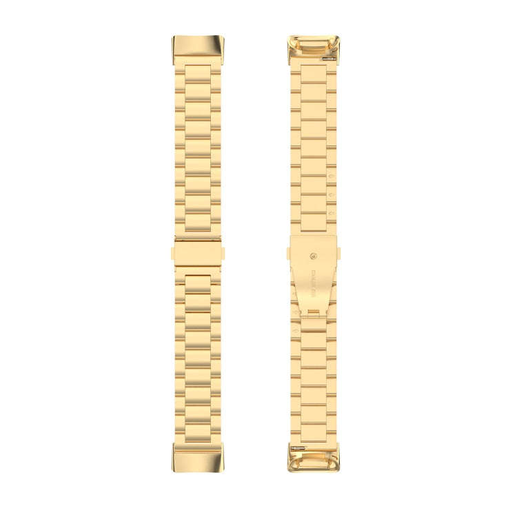 For Fitbit Charge 6 Three Beads Stainless Steel Metal Watch Band(Gold)