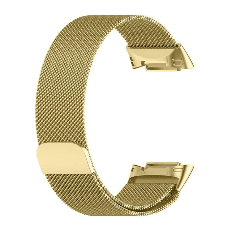 For Fitbit Charge 6 Milan Magnetic Metal Steel Mesh Watch Band(Gold)