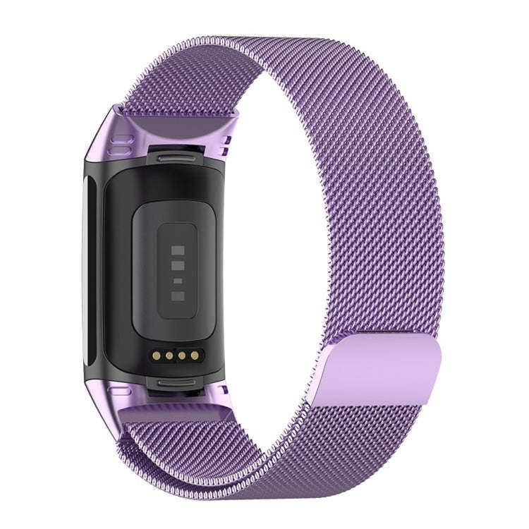 For Fitbit Charge 6 Milan Magnetic Metal Steel Mesh Watch Band(Purple)