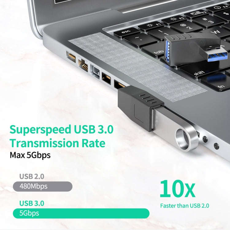 ENKAY USB 3.0 Adapter 90 Degree Angle Male to Female Combo Coupler Extender Connector, Angle:Hori...