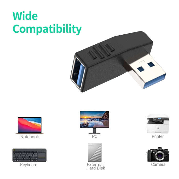 ENKAY USB 3.0 Adapter 90 Degree Angle Male to Female Combo Coupler Extender Connector, Angle:Hori...