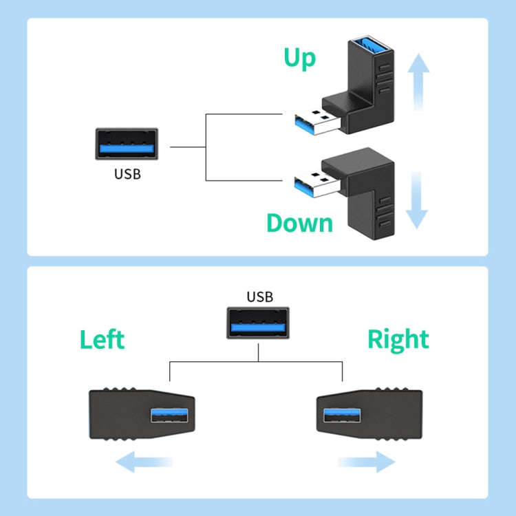 ENKAY USB 3.0 Adapter 90 Degree Angle Male to Female Combo Coupler Extender Connector, Angle:Hori...
