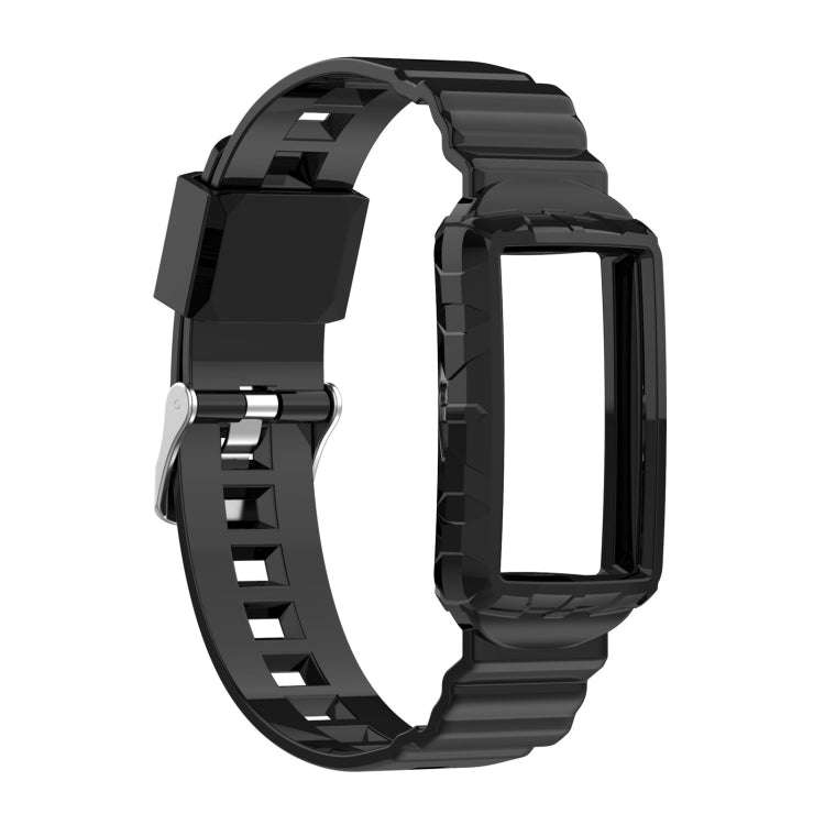 For Fitbit Charge 6 / 5 / 4 / 3 Armor Integrated TPU Watch Band(Black)