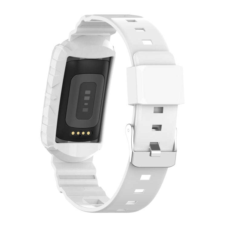 For Fitbit Charge 6 / 5 / 4 / 3 Armor Integrated TPU Watch Band(White)