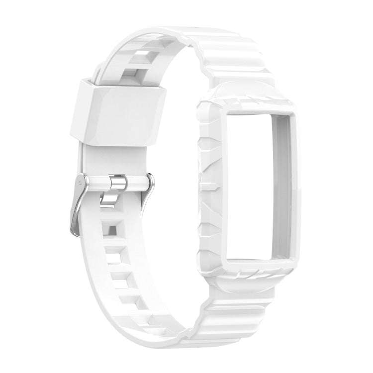 For Fitbit Charge 6 / 5 / 4 / 3 Armor Integrated TPU Watch Band(White)