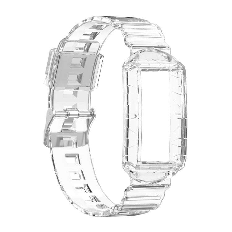 For Fitbit Charge 6 / 5 / 4 / 3 Armor Integrated TPU Watch Band(Transparent)
