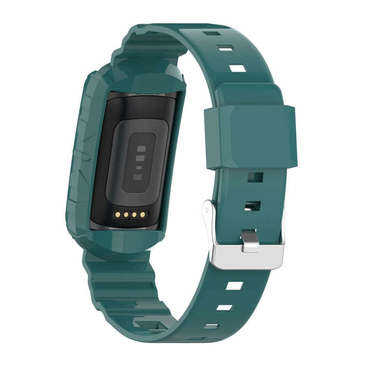 For Fitbit Charge 6 / 5 / 4 / 3 Armor Integrated TPU Watch Band(Pine Green)