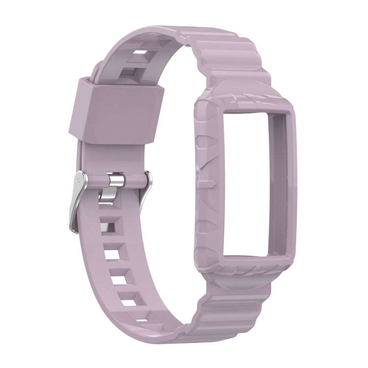 For Fitbit Charge 6 / 5 / 4 / 3 Armor Integrated TPU Watch Band(Light Purple)