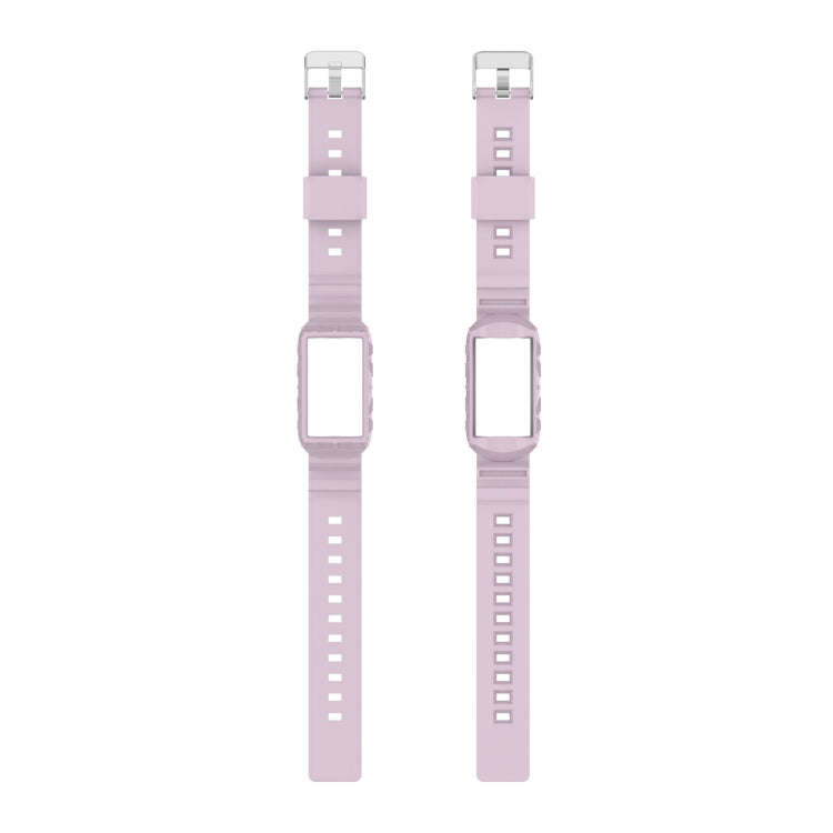 For Fitbit Charge 6 / 5 / 4 / 3 Armor Integrated TPU Watch Band(Light Purple)