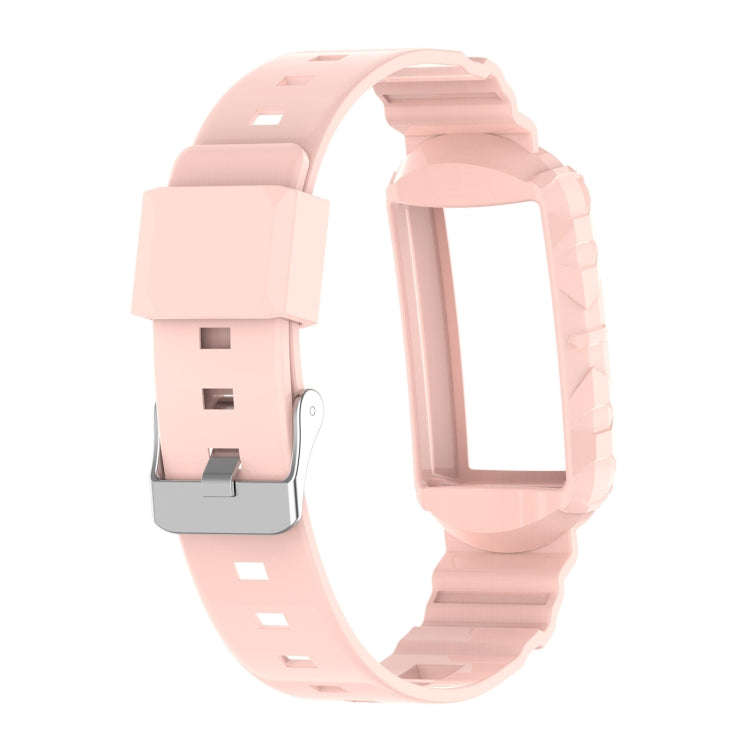 For Fitbit Charge 6 / 5 / 4 / 3 Armor Integrated TPU Watch Band(Light Pink)