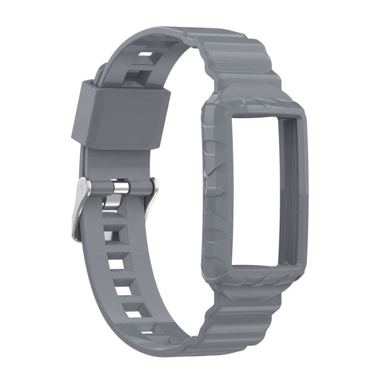 For Fitbit Charge 6 / 5 / 4 / 3 Armor Integrated TPU Watch Band(Gray)