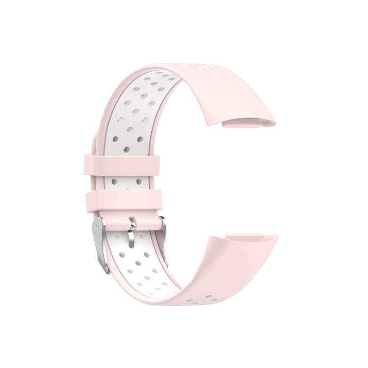 For Fitbit Charge 6 Dual Color Breathable Silicone Watch Band(Pink+White)