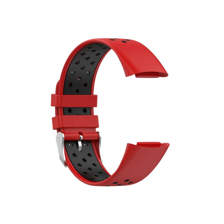 For Fitbit Charge 6 Dual Color Breathable Silicone Watch Band(Red+Black)