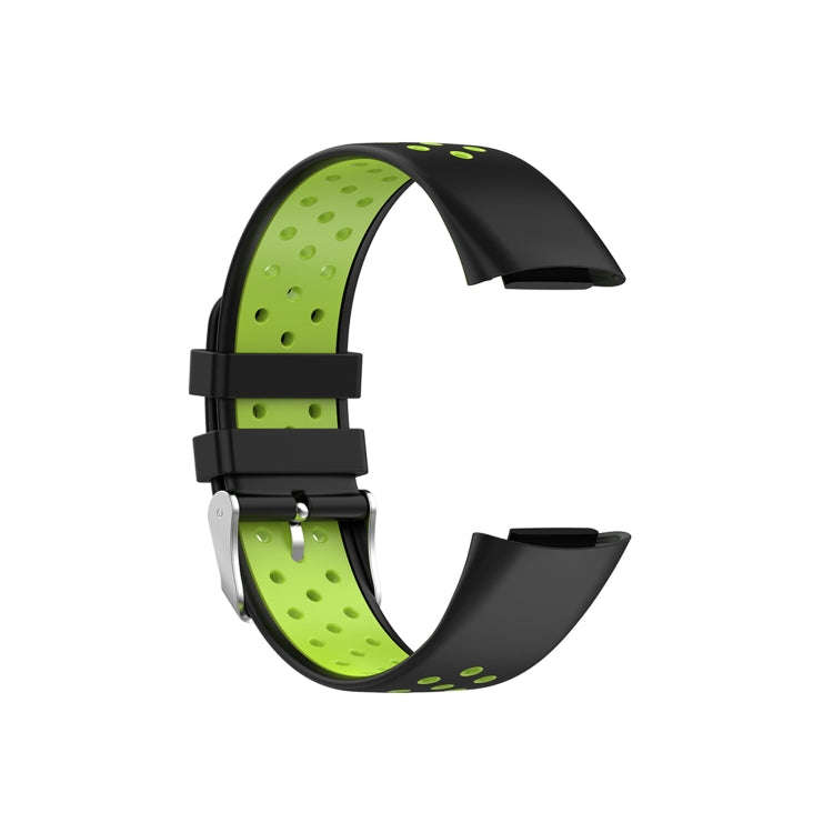 For Fitbit Charge 6 Dual Color Breathable Silicone Watch Band(Black+Lime)