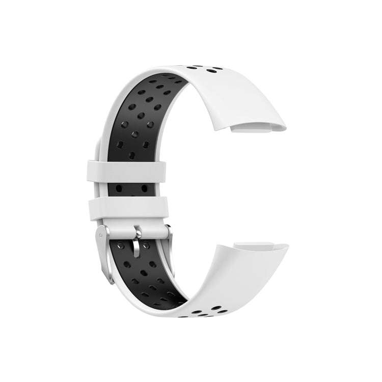 For Fitbit Charge 6 Dual Color Breathable Silicone Watch Band(White+Black)