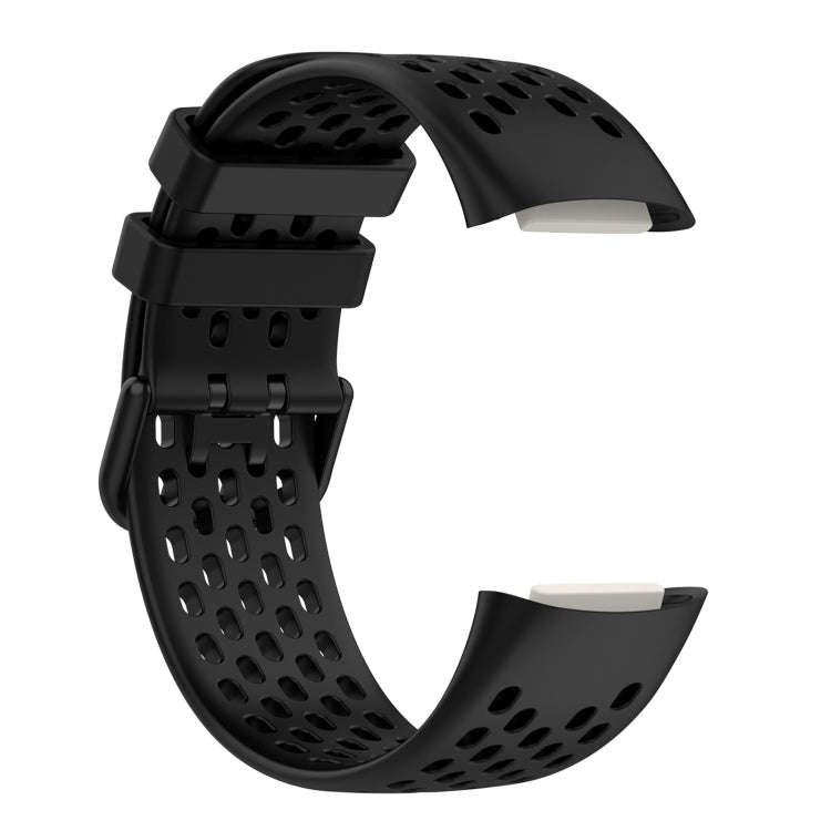 For Fitbit Charge 6 Solid Color Breathable Sports Silicone Watch Band(Black)