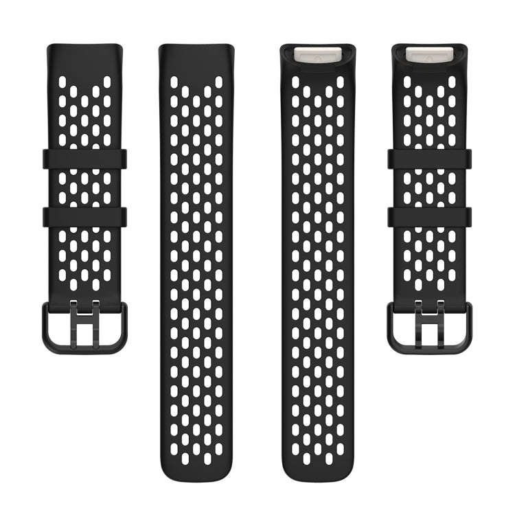 For Fitbit Charge 6 Solid Color Breathable Sports Silicone Watch Band(Black)