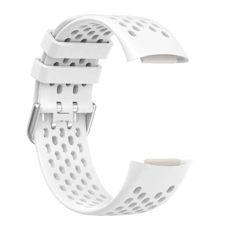 For Fitbit Charge 6 Solid Color Breathable Sports Silicone Watch Band(White)