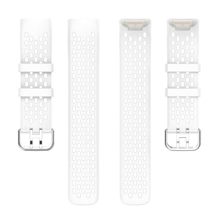 For Fitbit Charge 6 Solid Color Breathable Sports Silicone Watch Band(White)