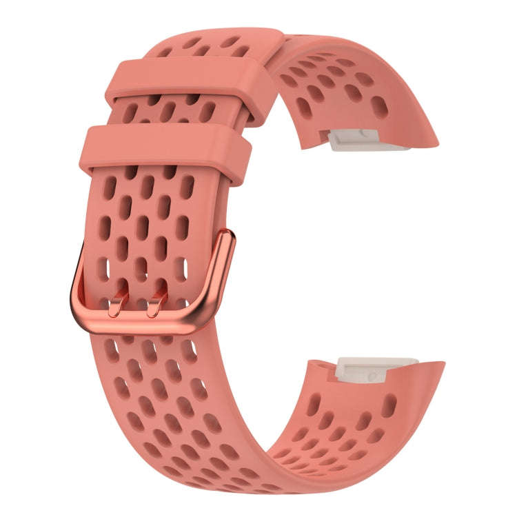 For Fitbit Charge 6 Solid Color Breathable Sports Silicone Watch Band(Pink)