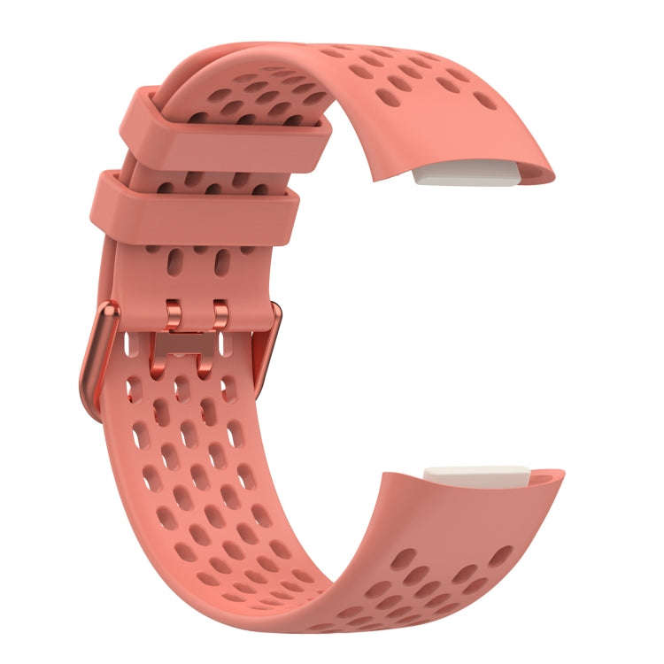 For Fitbit Charge 6 Solid Color Breathable Sports Silicone Watch Band(Pink)