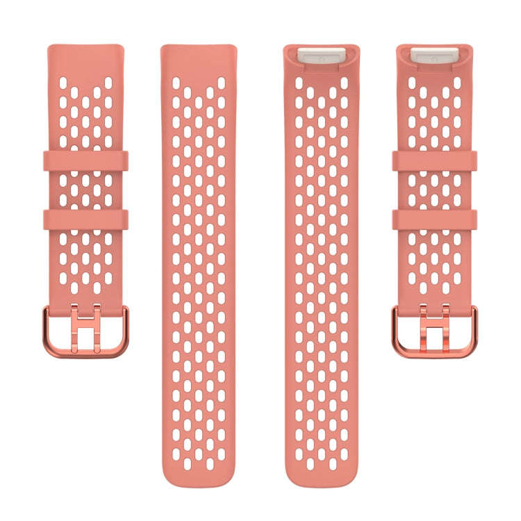 For Fitbit Charge 6 Solid Color Breathable Sports Silicone Watch Band(Pink)
