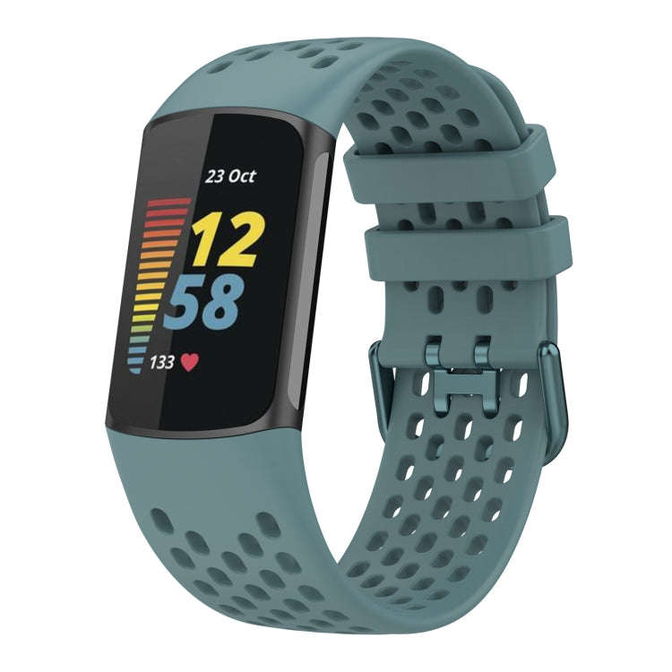 For Fitbit Charge 6 Solid Color Breathable Sports Silicone Watch Band(Blue)