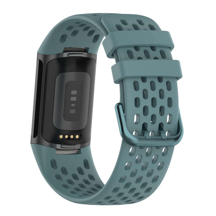 For Fitbit Charge 6 Solid Color Breathable Sports Silicone Watch Band(Blue)